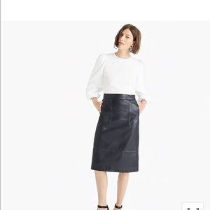 J. Crew Collection A-line midi skirt in leather